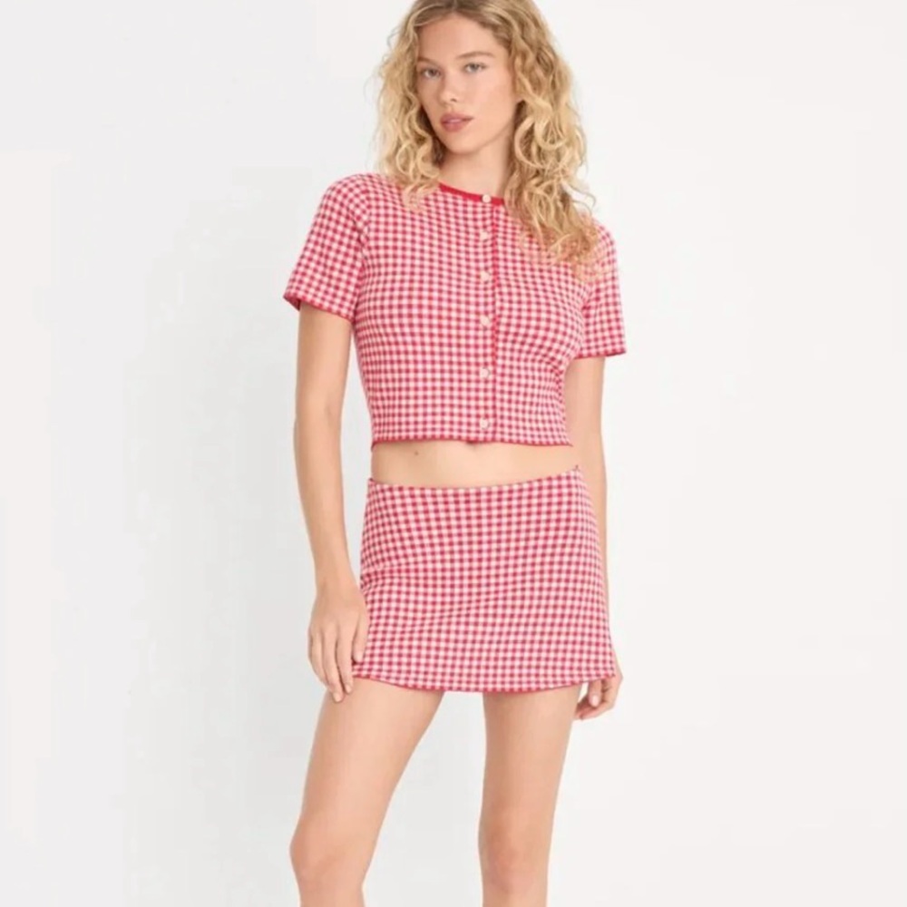 Good American the Keepsake cardigan and skirt set size S
